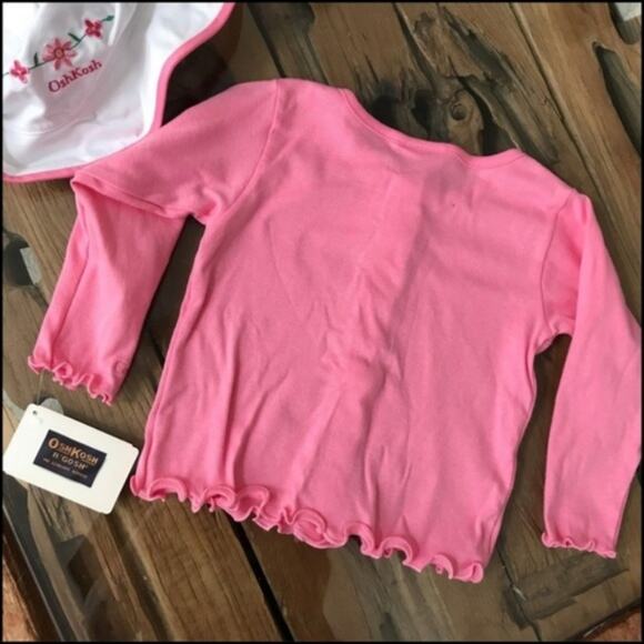 NWT OSHKOSH girls Pink Flowers button-up 2T NWT Embroidered Top toddler - Picture 3 of 6